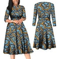 thumbnail image 1 of BintaRealWax African Dresses for Women Elegant V Neck Office Midi Dresses with Belt Riche Cotton Big Hem Midi Dress Africa Print Clothing batik flower cloth, 1 of 5