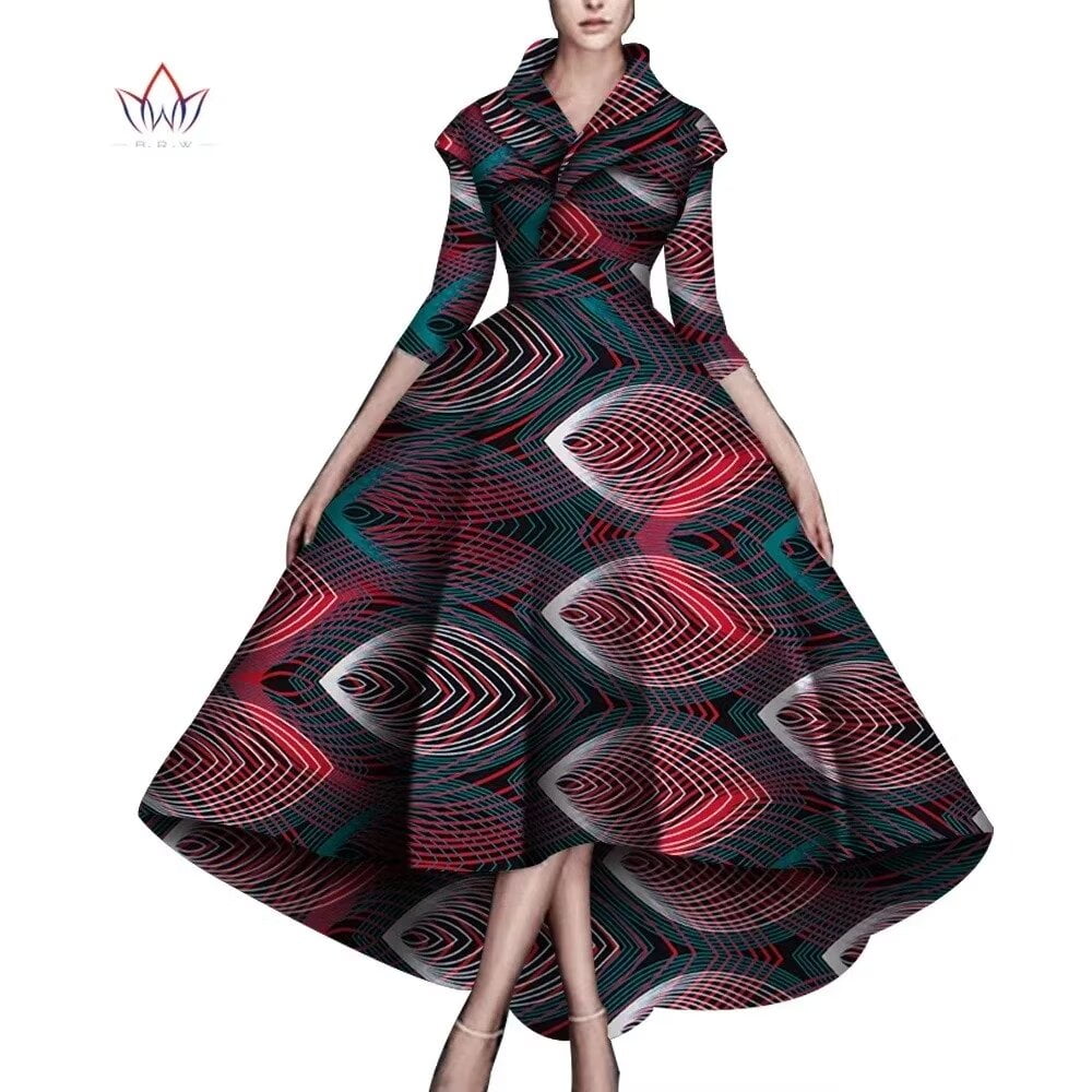 BintaRealWax African Dresses for Women A-line Floor-Length Dress Traditional  Ankara Kente Print Evening Dress WY5951 - Walmart.com