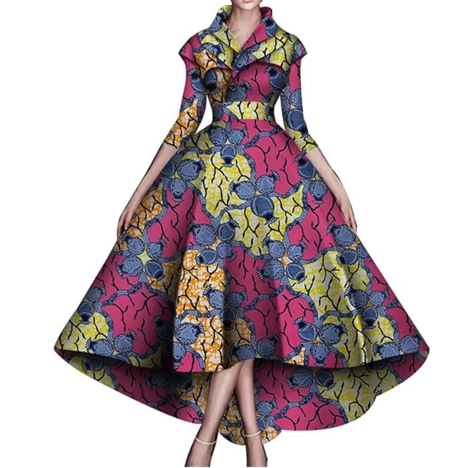 Bintarealwax African Dresses for Women A-line Floor-Length Dress Traditional Ankara Kente Print Evening Dress Wy5951, Women's, Size: Medium Bintarealwax African Dresses for Women A-line Floor-Length Dress Traditional Ankara Kente Print Evening Dress Wy5951, Women's, Size: Medium