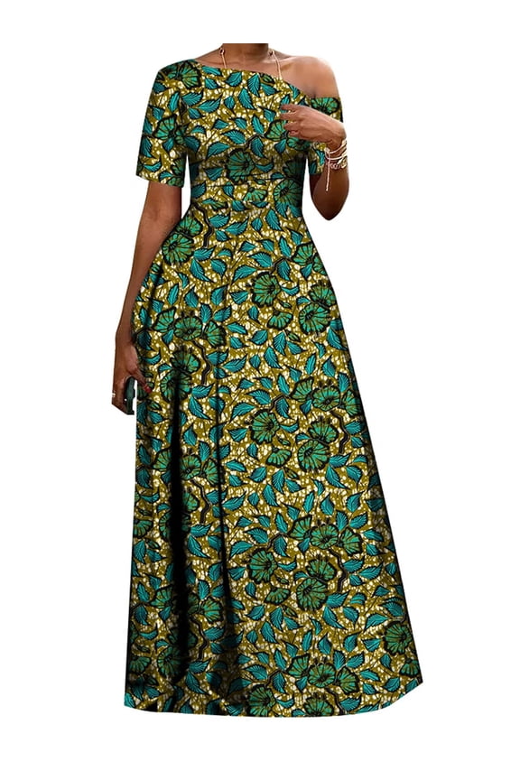 African Dresses for Women Ankara Print off Shoulder Lady Dresses Dashiki Party Clothes African Abayas for Women