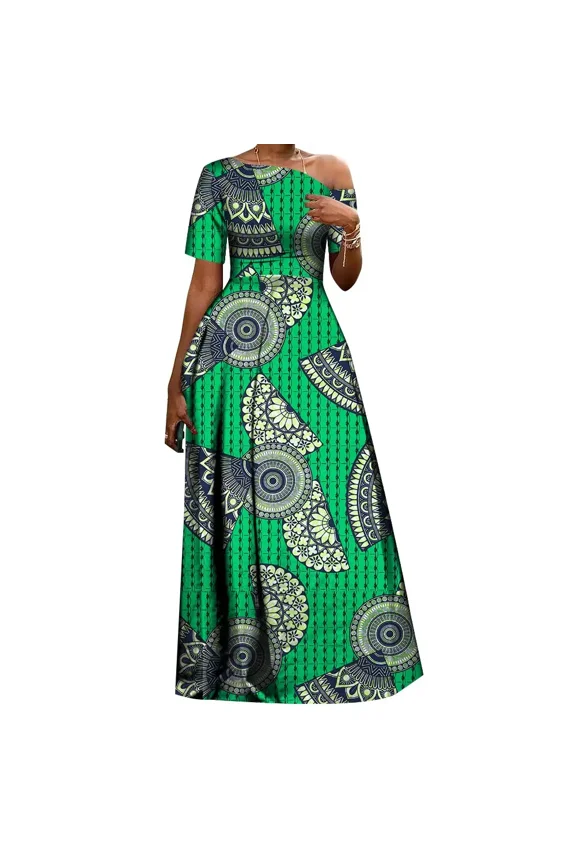 African Dresses for Women Ankara Print off Shoulder Lady Dresses Dashiki Party Clothes African Abayas for Women