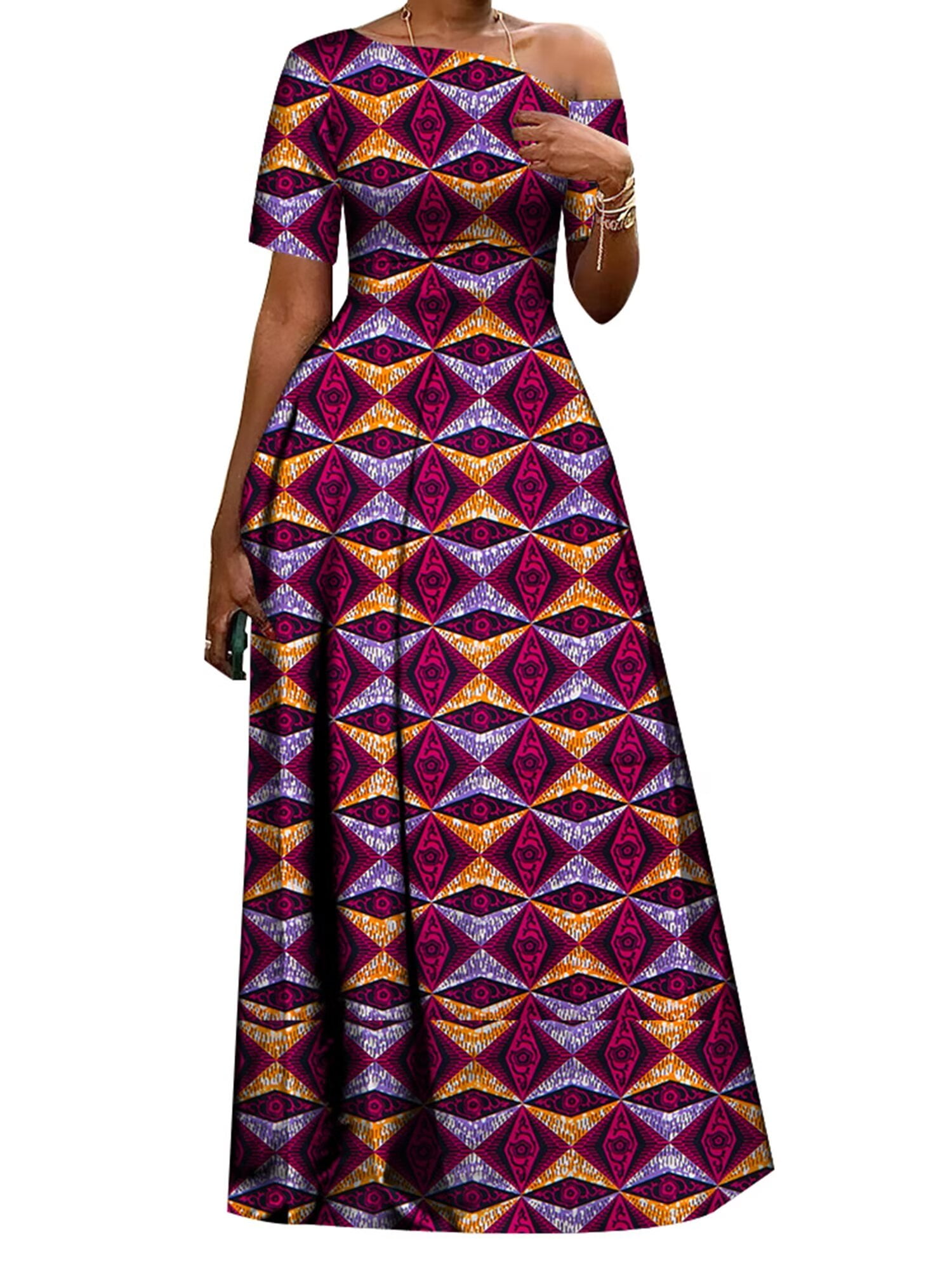 off the shoulder dashiki dress Women African Dashiki Off Shoulder Short Dress with Belt Set African-Stars