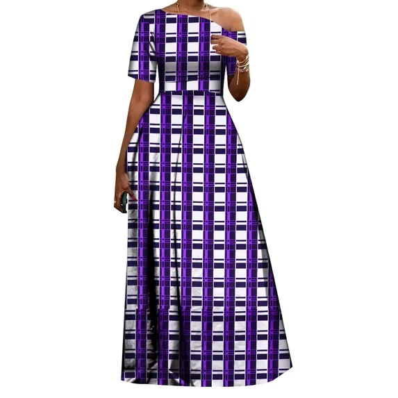 BintaRealWax African Dresses for Women Ankara Print off Shoulder Lady Dresses Dashiki Party Clothes African Abayas for Women
