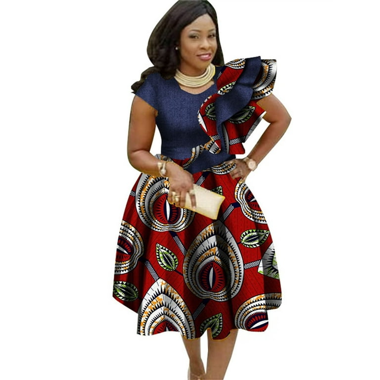 ワンピース OZ Vintage African dress BintaRealWax African Dresses for Women Summer Dashiki Print