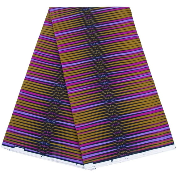 BintaRealWax African Fabric 6 Yard Printed Wax Cloth Stripe Vintage African Ankara Fabric for Party Dress