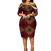 BintaRealWax African Fashion Women's African Wax Printed Fabric Fashion New Ladies Dresses Party Banquet Women's Dresses