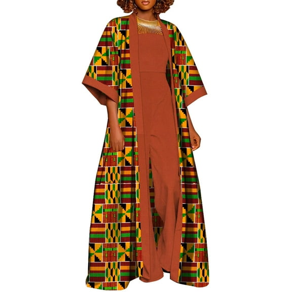 BintaRealWax African Fashion Women's Sets African Wax Printed Fabric Fashion New kaftan 3-piece set