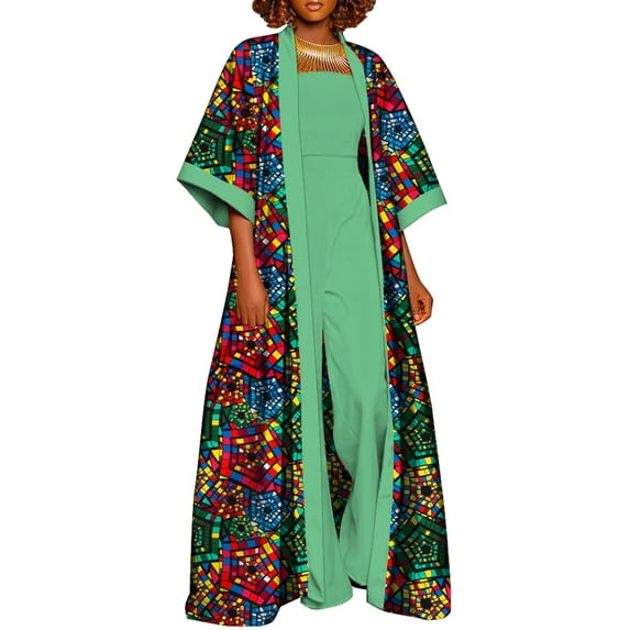 BintaRealWax African Fashion Women's Sets African Wax Printed Fabric Fashion New kaftan 3-piece set