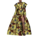 thumbnail image 1 of BintaRealWax African Fashion Women's Two Piece Suit Short Top Waistless Style Long Skirt Front Split African Waxed Printed Pure Cotton Party Dresses Evening Gowns, 1 of 2
