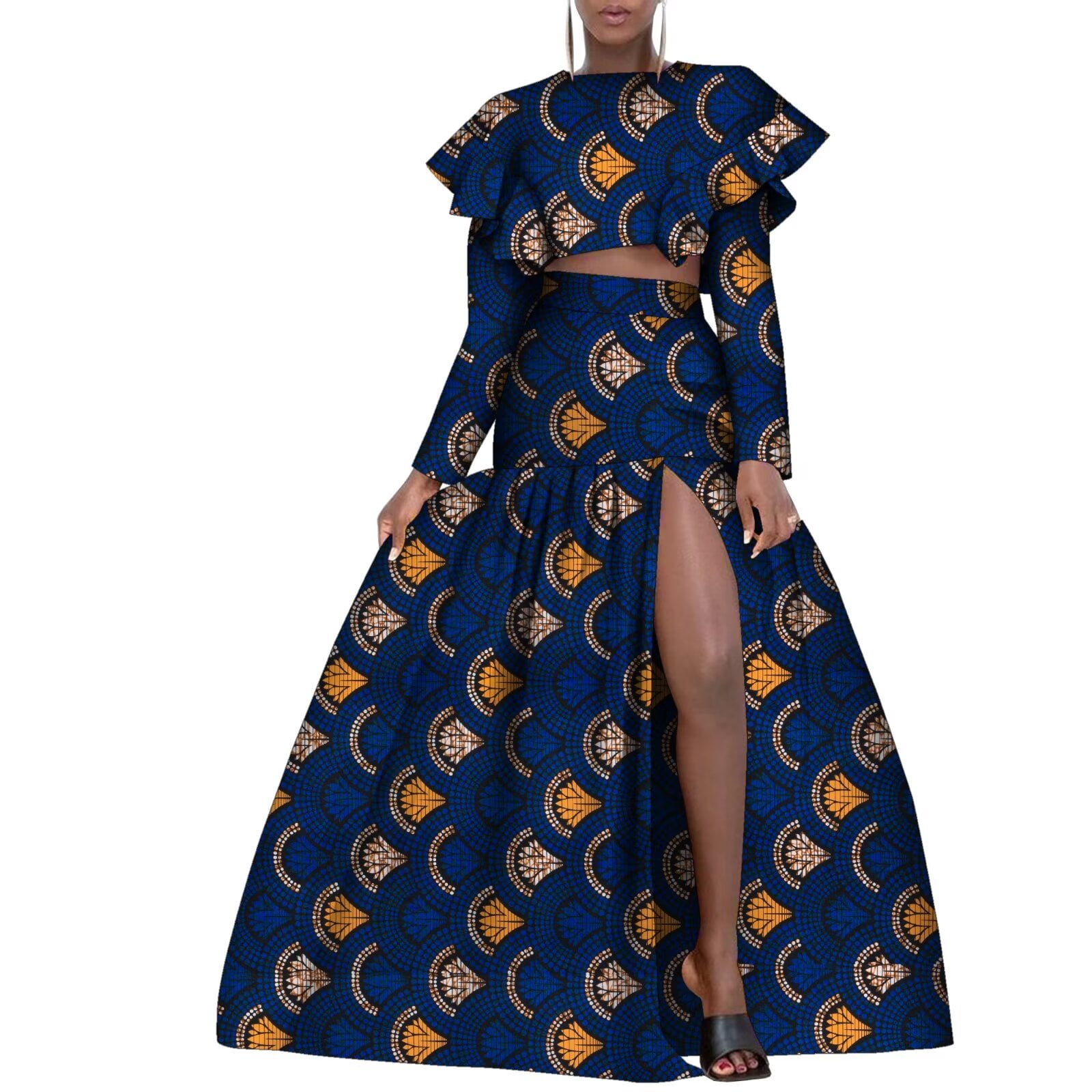 long african dresses for women Purple African Print High Low Dress