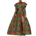 thumbnail image 1 of BintaRealWax African Fashion Women's Two Piece Suit Short Top Waistless Style Long Skirt Front Split African Waxed Printed Pure Cotton Party Dresses Evening Gowns, 1 of 2