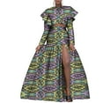 thumbnail image 1 of BintaRealWax African Fashion Women's Two Piece Suit Short Top Waistless Style Long Skirt Front Split African Waxed Printed Pure Cotton Party Dresses Evening Gowns, 1 of 2