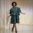 thumbnail image 1 of BintaRealWax African Multilayer Dresses for Women Knee Length V Neck Traditional Dashiki Print Clothing for Lady Party Causal Dress WY10907, 1 of 5