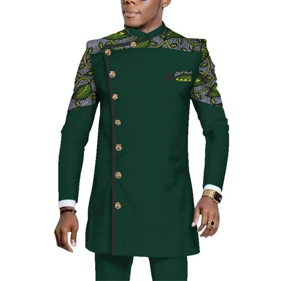 BintaRealWax African Suits Men Dashiki Long Sleeve Outfits WYN1065