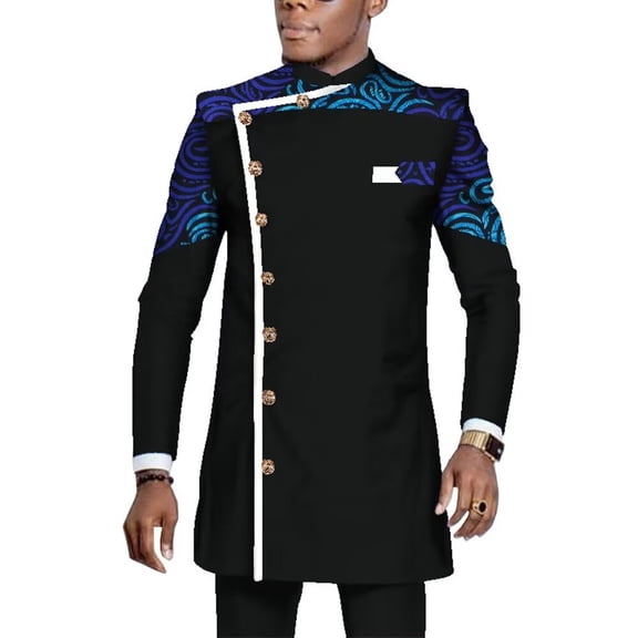 BintaRealWax African Suits Men Dashiki Long Sleeve Outfits WYN1065
