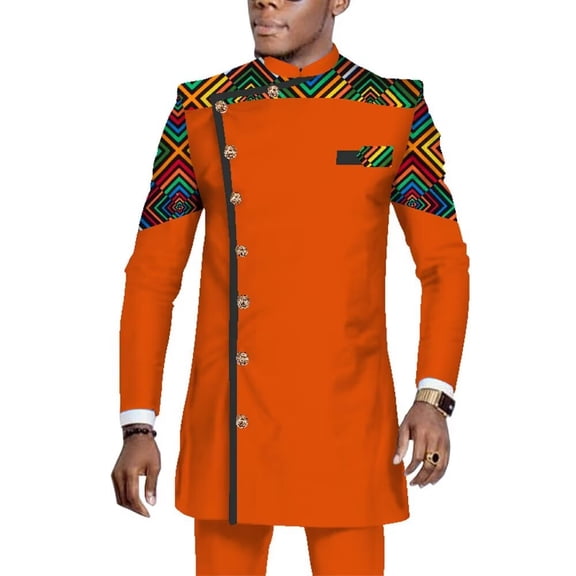 BintaRealWax African Suits Men Dashiki Long Sleeve Outfits WYN1065