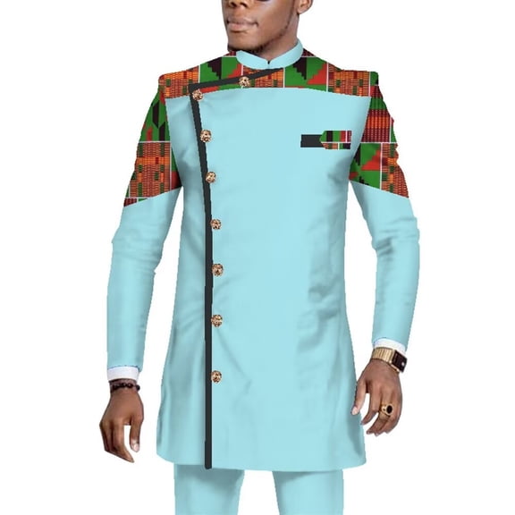 BintaRealWax African Suits Men Dashiki Long Sleeve Outfits WYN1065