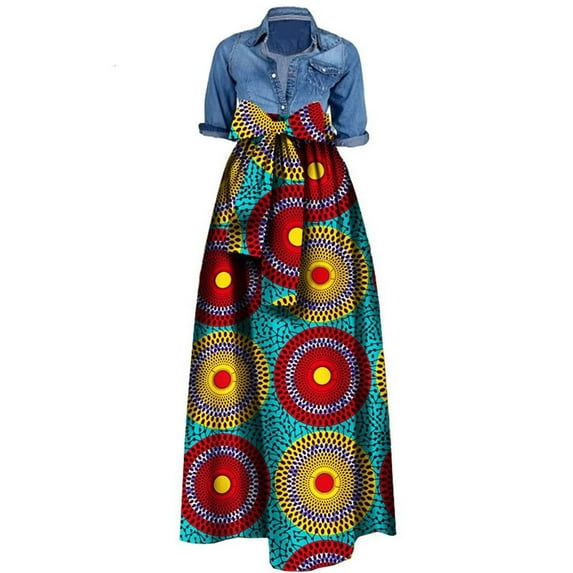 BintaRealWax African Women Skirt Waistband Ankle length Skirts WY1036