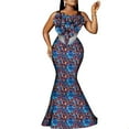 thumbnail image 1 of BintaRealWax African Women's Banquet Long Dress Floral and Pearl Accessories Waxed Printed Cotton Fabrics Elegant Evening Long Dresses, 1 of 2