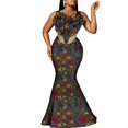 thumbnail image 1 of BintaRealWax African Women's Banquet Long Dress Floral and Pearl Accessories Waxed Printed Cotton Fabrics Elegant Evening Long Dresses, 1 of 2