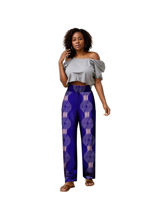 African Women's Casual Trousers African Batik Pure Cotton Fabric Stretch Trousers