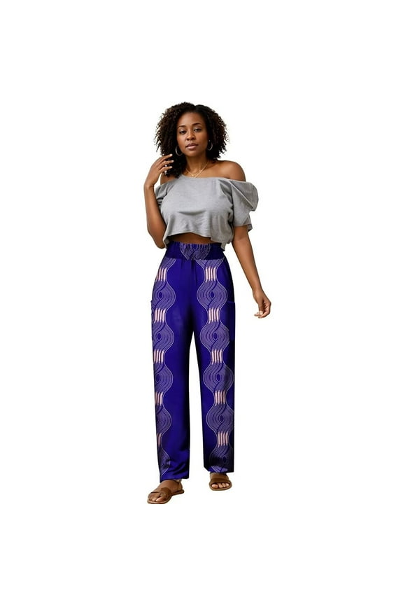 African Women's Casual Trousers African Batik Pure Cotton Fabric Stretch Trousers