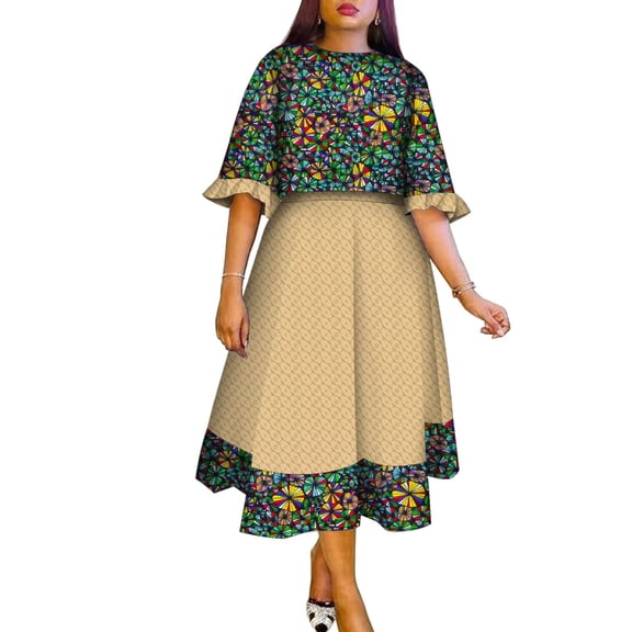 BintaRealWax African Women's Dresses Elegant Banquet Dresses African Batik Pure Cotton Fabrics