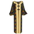 thumbnail image 1 of BintaRealWax African Women's Long Shirt Bowknot Button Traditional African Wax Printed Cotton Fabric New Printed Pattern Women's Robe, 1 of 2
