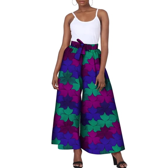 BintaRealWax African Women's Straight Pants Flared Pants Women's Casual Trousers African Wax Printed Pure Cotton Cloth