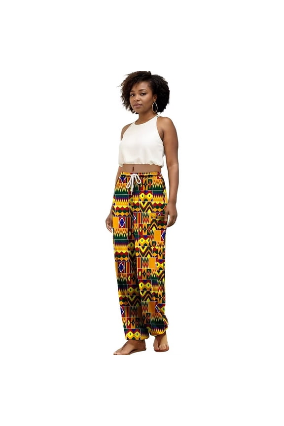 African Women's Trousers Pulled Elastic Fabric Traditional African Wax Printed Pure Cotton Fabric