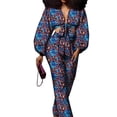 thumbnail image 1 of BintaRealWax African Women's Two Piece Cardigan Top with Bow Flutter Belt Waistless Style Waist length pants Cotton fabric, 1 of 2