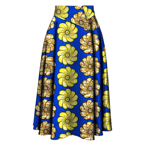 BintaRealWax African women's half skirt African wax printed pure cotton floral cloth women's long skirt