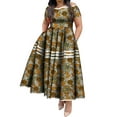 thumbnail image 1 of BintaRealWax Ankara African Dresses for Women Traditional Ghana Elegant Short Sleeve High Waist African Print Maxi Dress Africa Clothing Wedding WY3629, 1 of 5