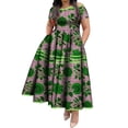 thumbnail image 1 of BintaRealWax Ankara African Dresses for Women Traditional Ghana Elegant Short Sleeve High Waist African Print Maxi Dress Africa Clothing Wedding WY3629, 1 of 5