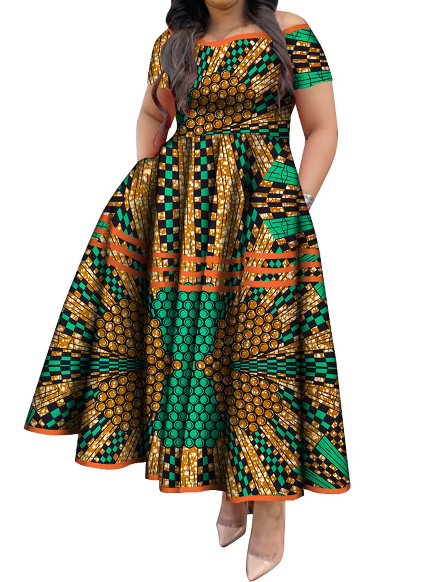 BintaRealWax Ankara African Dresses For Women Traditional Ghana Elegant 