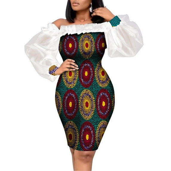 BintaRealWax Custom African Print Pencil Dresses for Women Dress Sexy Party Dress Wear Plus Size Dress Ankara Wax