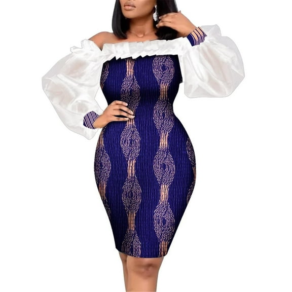 BintaRealWax Custom African Print Pencil Dresses for Women Dress Sexy Party Dress Wear Plus Size Dress Ankara Wax