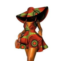 BintaRealWax Summer African Print Sleeveless Jumpsuit Pant with Hat WY8844