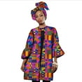thumbnail image 1 of BintaRealWax Women African Print Clothing Dashiki Three Quarter Sleeve Trench Coat for Women Plus Size Africa Clothes Tops with Headtie Women's coat WWY2322, 1 of 2