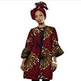 thumbnail image 1 of BintaRealWax Women African Print Clothing Dashiki Three Quarter Sleeve Trench Coat for Women Plus Size Africa Clothes Tops with Headtie WY2322, 1 of 2