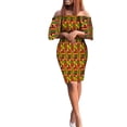 thumbnail image 1 of BintaRealWax Women's African Dress Boho Sexy Off Shoulder short sleeves Smocked elasticity Midi Dress, 1 of 2