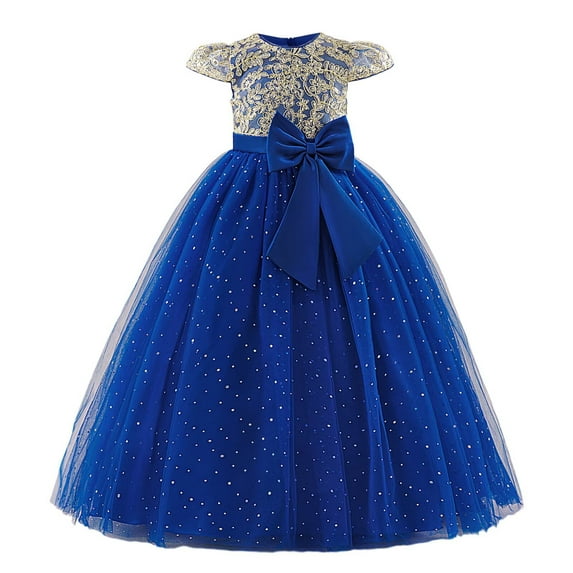 BintaRealwax Flower Girl's Dress Princess Puffy Tulle Dresses Bridesmaid Wedding Birthday Party Maxi Prom Gown for Kids