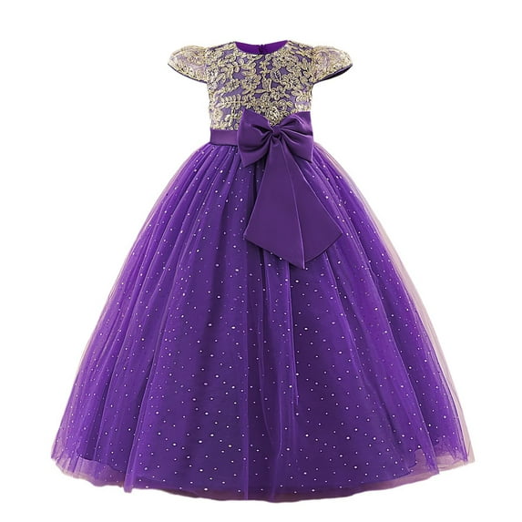 BintaRealwax Flower Girl's Dress Princess Puffy Tulle Dresses Bridesmaid Wedding Birthday Party Maxi Prom Gown for Kids