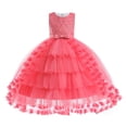 thumbnail image 1 of BintaRealwax Flower Girls Princess Ball Gown Layered Tulle Dress with Butterfly Appliques Sequined Bodice, 1 of 3