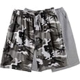 thumbnail image 1 of Bintangor Men's Pajama Shorts 100% Cotton Sleep Knit Elastic Waistband Lounge Wear pj Shorts 2 Pack Grey Camo+Grey XL, 1 of 6
