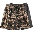 thumbnail image 1 of Bintangor Men's Pajama Shorts 100% Cotton Sleep Knit Elastic Waistband Lounge Wear pj Shorts 2 Pack Yellow Camo+Darkgrey XL, 1 of 7