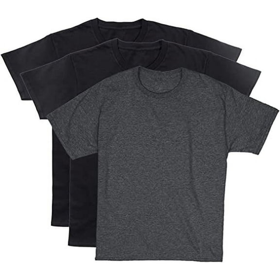 Bintangor Men's Short Sleeve T-Shirts 100% Cotton Crew Neck Solid Basic Tees (3 Pack) 2Black1Darkgrey M