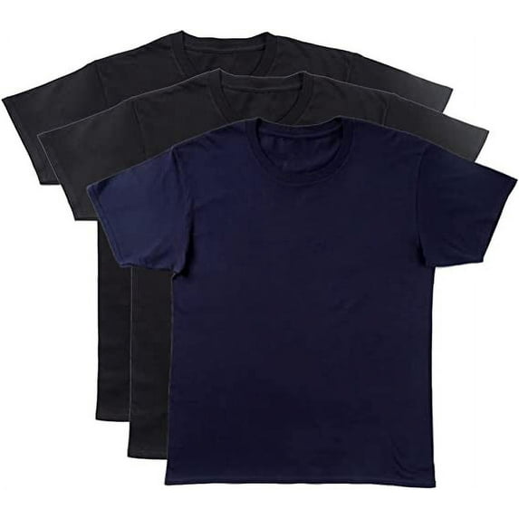Bintangor Men's Short Sleeve T-Shirts 100% Cotton Crew Neck Solid Basic Tees (3 Pack) 2Black1Mazarine XXL