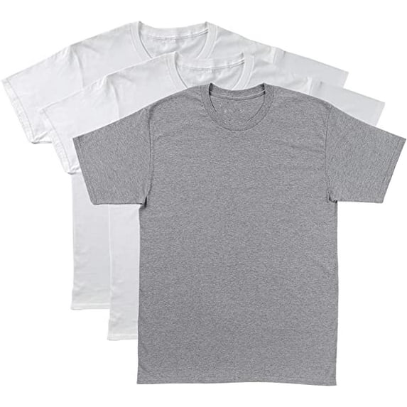 Bintangor Men's Short Sleeve T-Shirts 100% Cotton Crew Neck Solid Basic Tees (3 Pack) 2White1Grey XXL