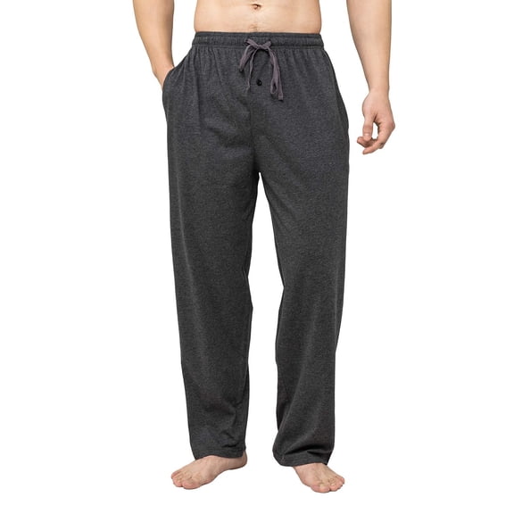 Bintangor Mens Pajama Sleep Pants 100% Cotton Knit Elastic Wear Long Charcoal Grey XXXL